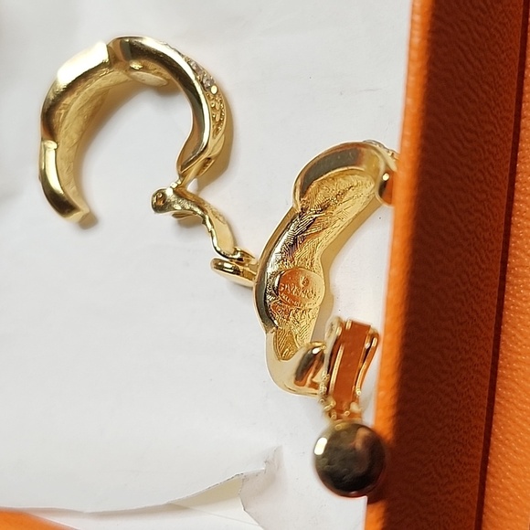 Vintage Givenchy Polished Gold- Plated Clear Crystal Earrings - Picture 7 of 8